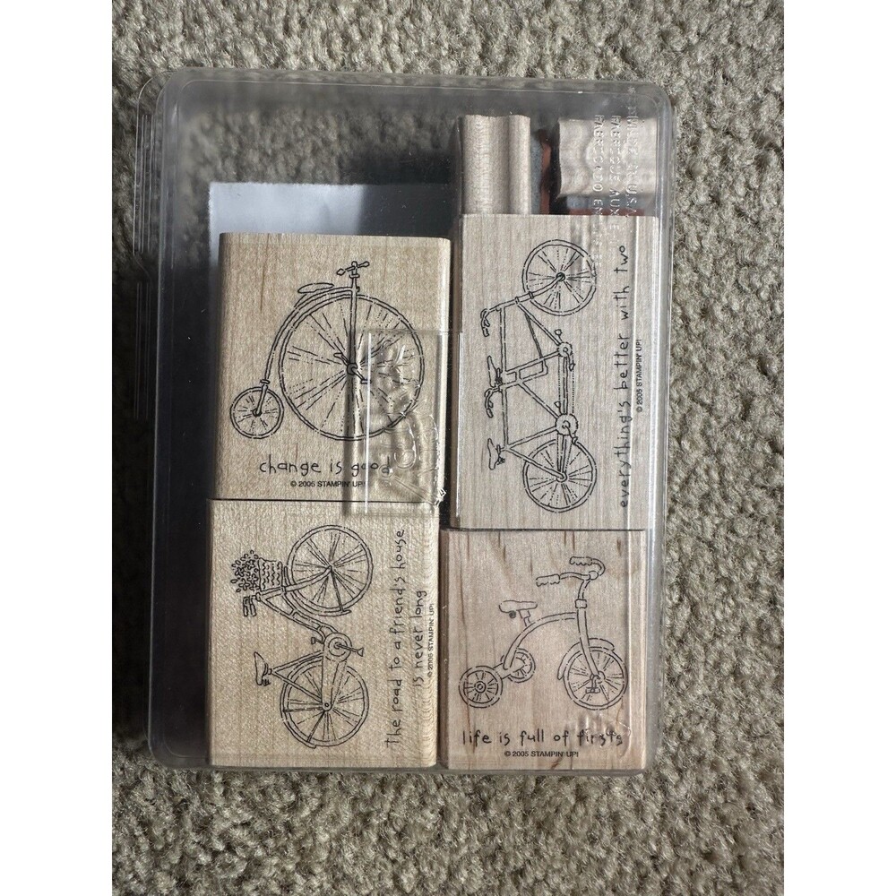 2005 Stampin Up Life Cycles Set Of 6 Wood Mounted Rubber Stamps